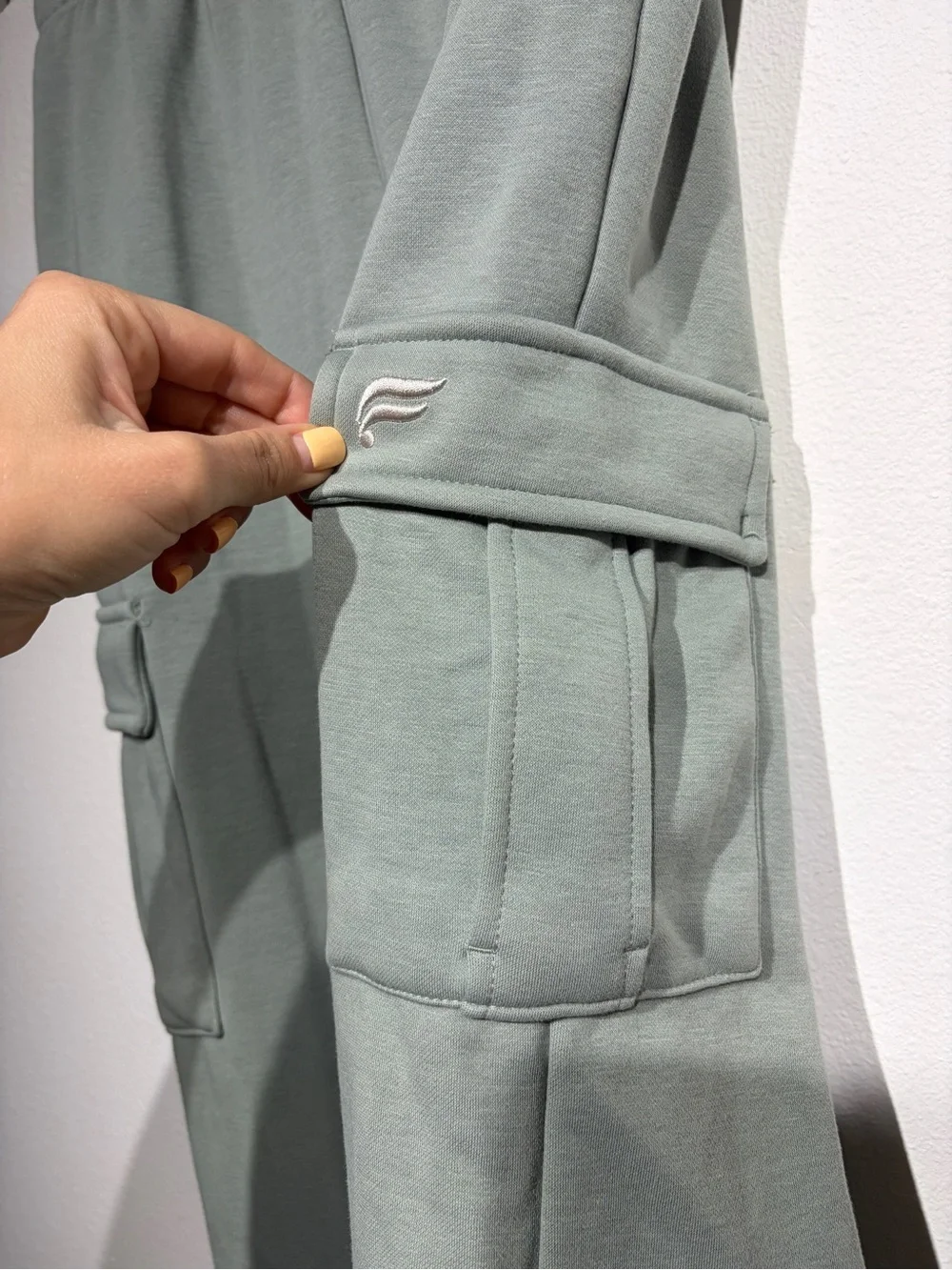 Fabletics Sage Green Wide Leg Cargo Sweatpants Fleece Lounge Pants S
